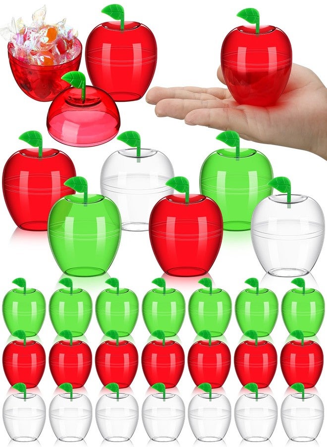Nitial 60 Pcs Christmas Plastic Apple Container Candy Boxes Bulk Christmas Candy Holder Bobbing Apples Shaped Jars Teacher Appreciation Gifts for Xmas Wedding Party Favor(3 Colors) - Image 1